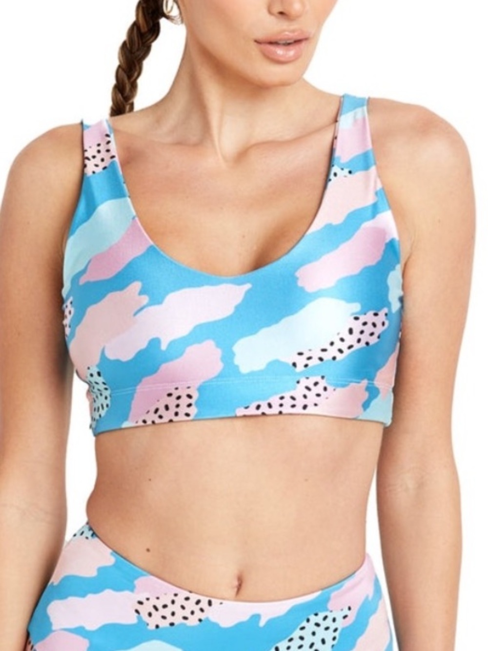 GOLDSHEEP Blue and Pink Paint Strokes U-Bra Size Medium